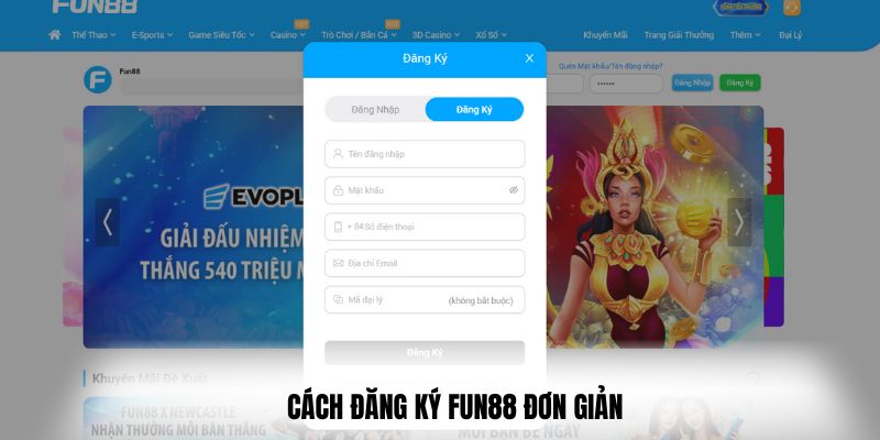 Cách đăng ký Fun88 đơn giản